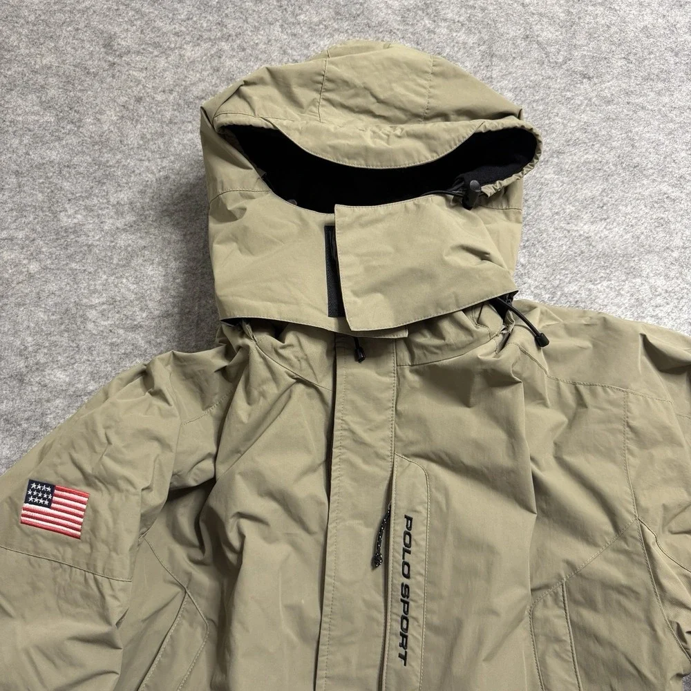 Polo Sport Ralph Lauren Vintage Jacket USA Flag‎ Beige Hooded L
